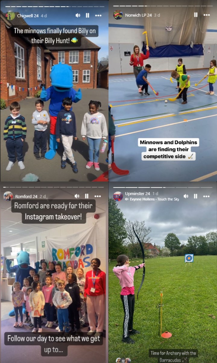 Barracudas Easter camp Instagram takeovers 8-12 April 2024