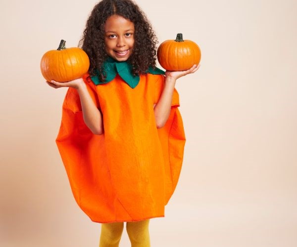 Easy homemade pumpkin Halloween costume for kids