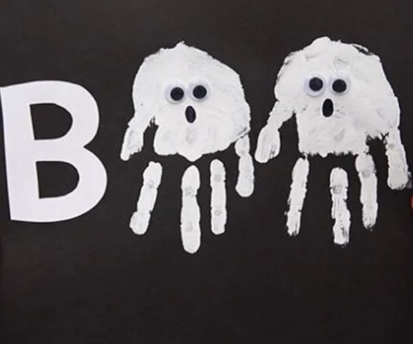 Handprint ghost Halloween craft